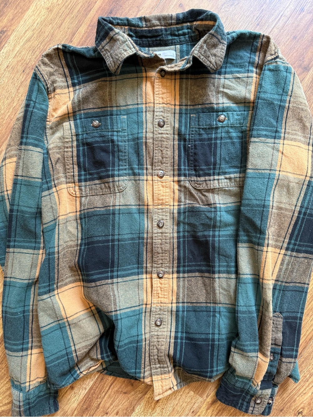 Sonoma Teal & Yellow Plaid Button-Down Shirt - Picture 6 of 12